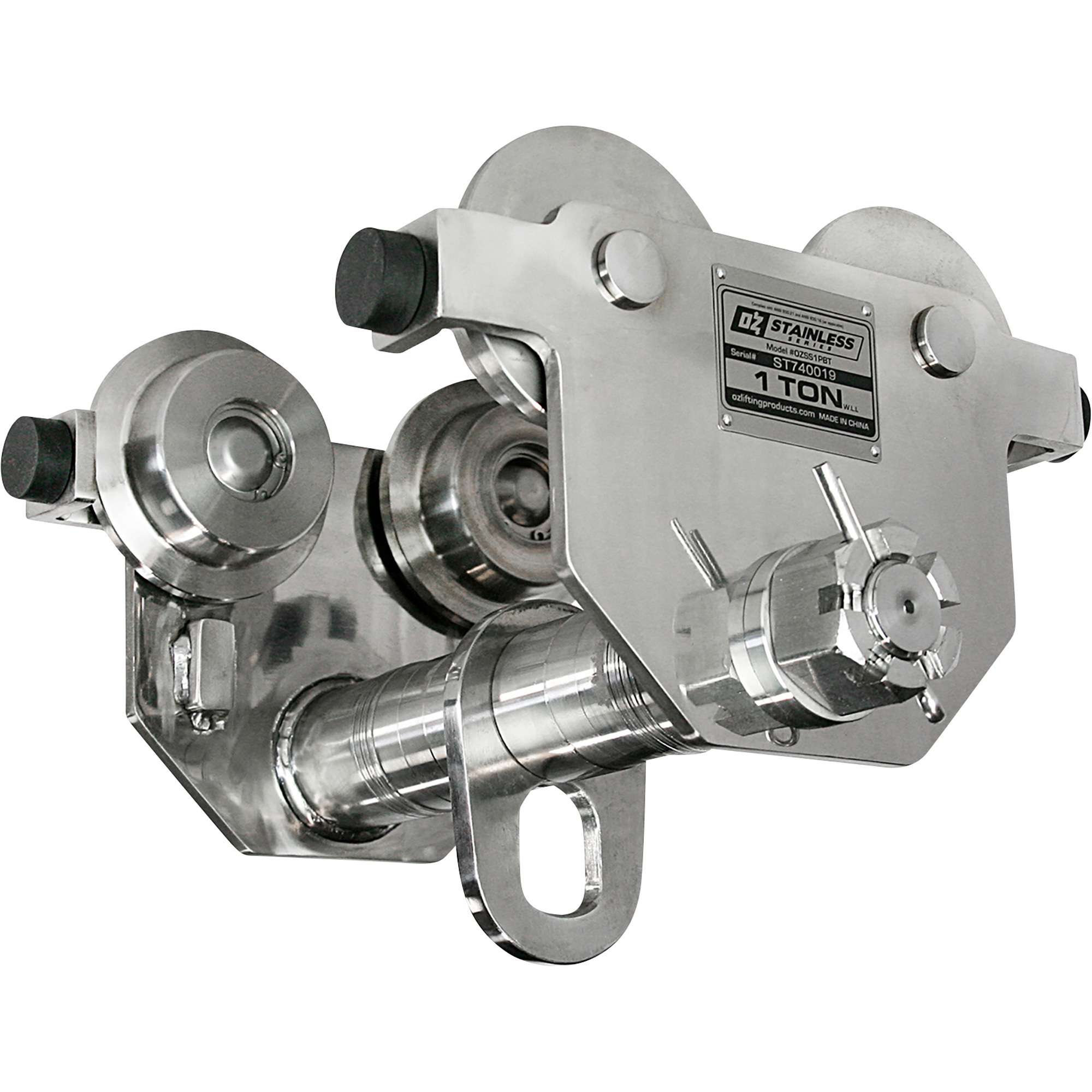 OZ Lifting Products Stainless Steel Series Push Beam Trolley, 1-Ton Capacity, Model# OZSS1PBT